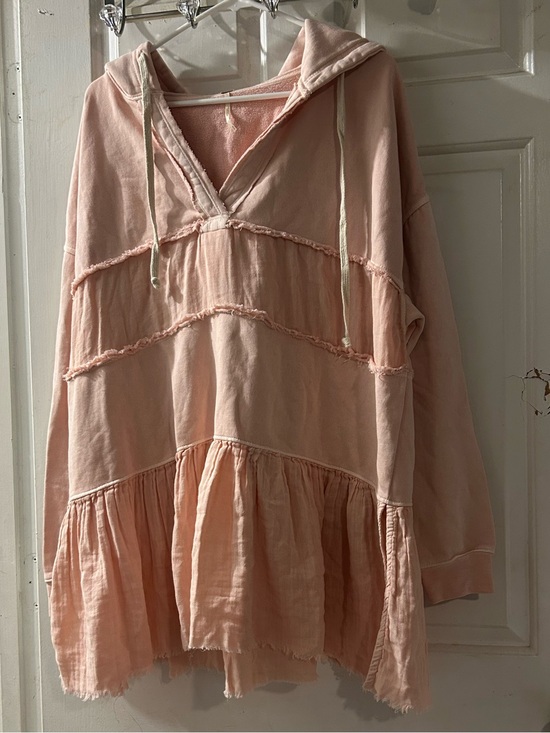 Free People Sweaters - Free People Blush Pink Hooded Tiered Tunic Sweater
